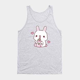 Cute Bunny Loves Strawberry Milk Tank Top